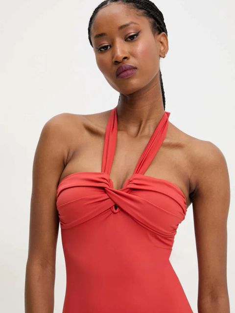 Answear.LAB jednoczęściowy strój kąpielowy kolor pomarańczowy lekko usztywniona miseczka