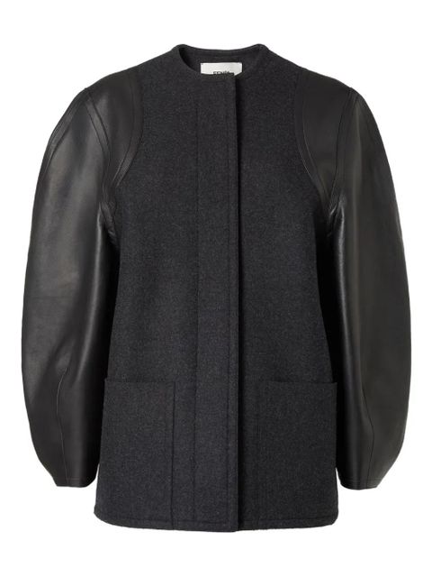 FENDI leather-paneled wool jacket - Black - zdjęcie produktu nr 1