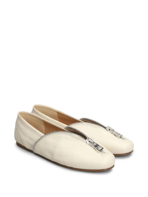 JW Anderson zip-detail leather ballerina shoes - Neutrals