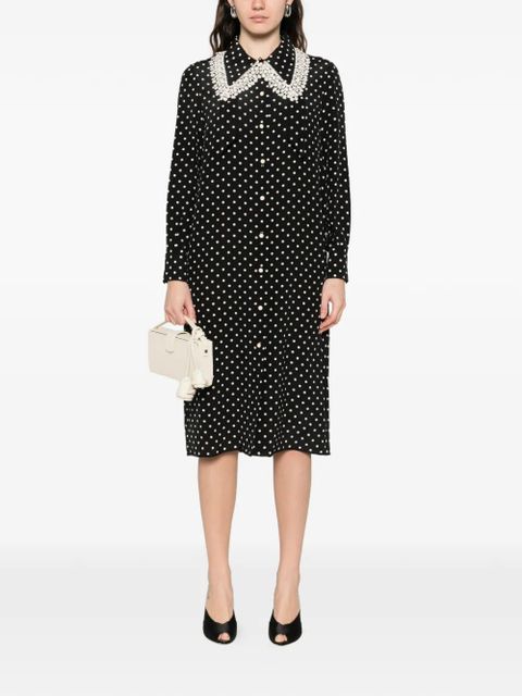 Valentino Garavani polka-dot midi shirt dress - Black - zdjęcie produktu nr 2