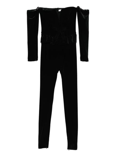Alessandra Rich V-neck velvet jumpsuit - Black - zdjęcie produktu nr 1