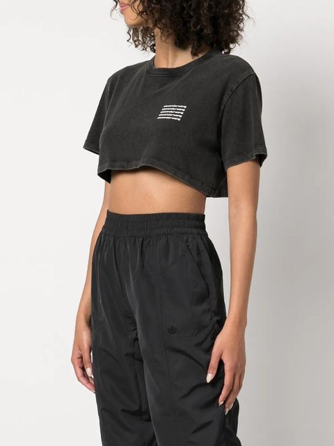Alexander Wang acid-wash crop logo T-shirt - Grey