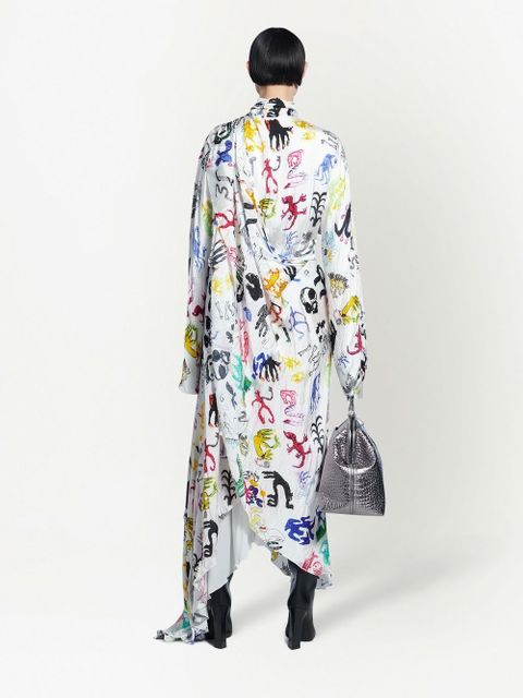 Balenciaga artist doodles twisted dress - White