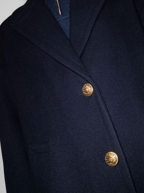 Golden Goose logo patch single-breasted coat - Blue