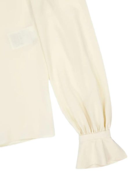 Valentino Garavani pintuck-detail puff-sleeve blouse - Neutrals