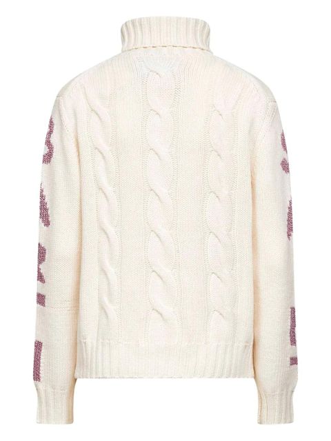 MC2 Saint Barth cable-knit jacquard-lettering sweater - Neutrals - zdjęcie produktu nr 2