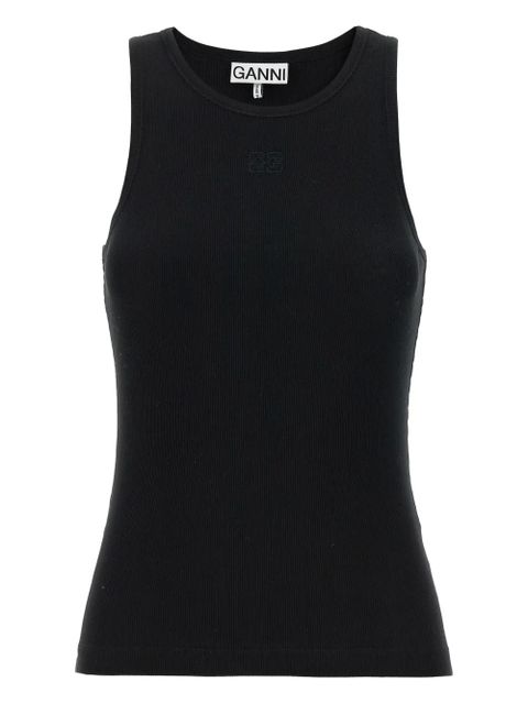 GANNI embroidered-logo top - Black - zdjęcie produktu nr 1