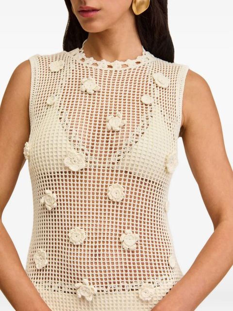 Cult Gaia Vermeer flower-embellished crochet dress - White