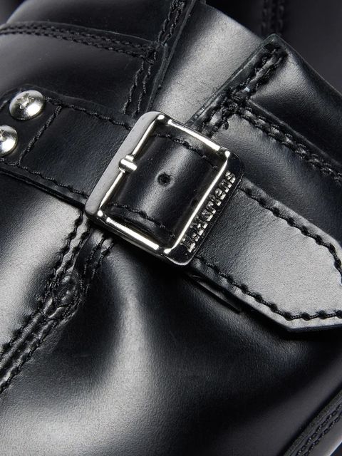 Dr. Martens botki skórzane Anistone Harness damskie kolor czarny na płaskim obcasie DM42583001