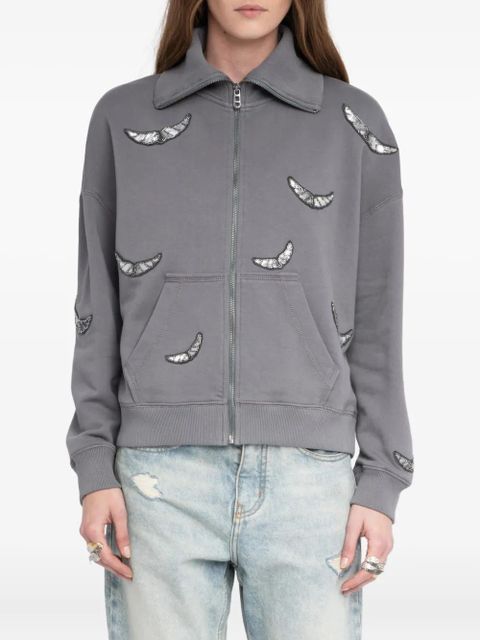 Zadig&Voltaire Milly embellished zip sweatshirt - Grey