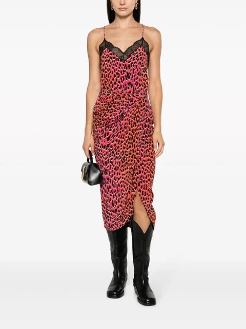 Zadig&Voltaire Jamelia leopard-print silk skirt - Pink