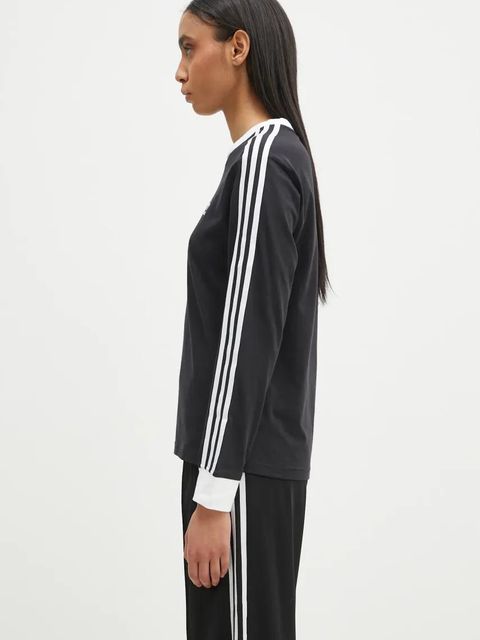 adidas Originals longsleeve bawełniany 3-Stripes kolor czarny JC5774