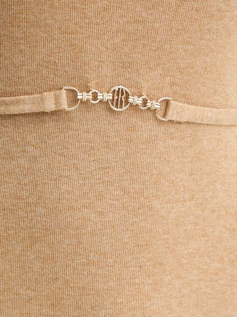 Fracomina sukienka z dodatkiem wełny kolor beżowy midi rozkloszowana FR25WD5004K459Q7