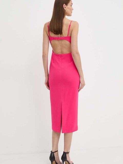 Bardot sukienka VIENNA kolor różowy midi dopasowana 58558DB