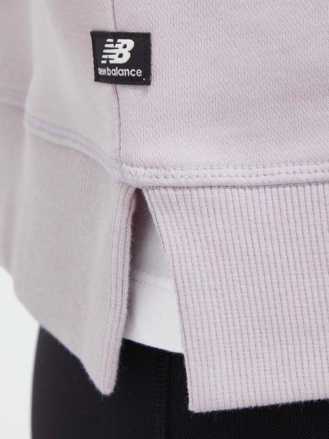 New Balance bluza damska kolor fioletowy z kapturem z nadrukiem