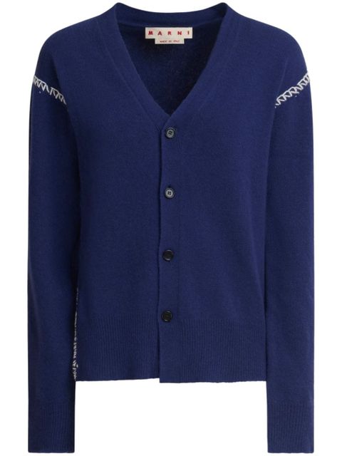Marni whipstitch-trim cardigan - Blue - zdjęcie produktu nr 1