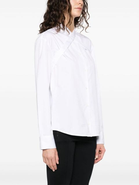 Off-White cross-collar cotton-poplin shirt