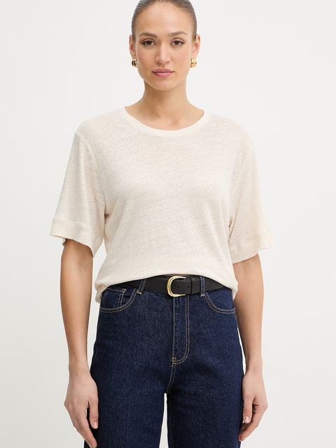 BOSS Orange t-shirt damski lniany C Emma - zdjęcie produktu nr 2