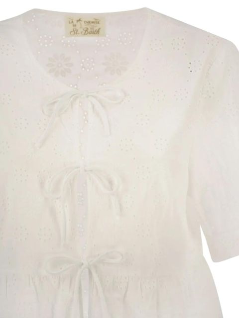 MC2 Saint Barth broderie anglaise bow top - White
