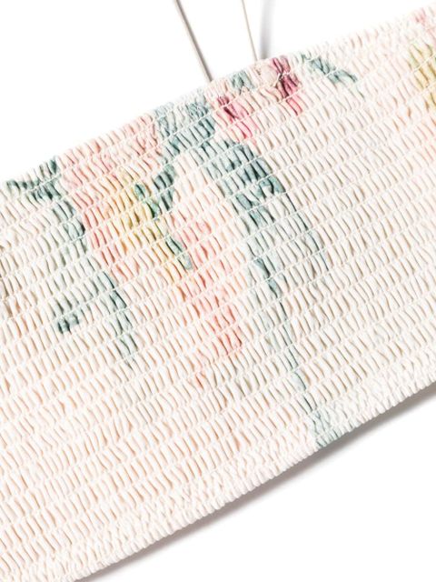 TOTEME smocked bandeau bikini top - Neutrals