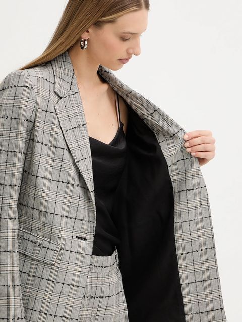 Twinset marynarka kolor szary jednorzędowa wzorzysta 252TP2180