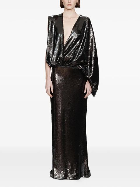 Christopher Esber Opaline Sequin Swaddled V-neck gown - Black - zdjęcie produktu nr 1