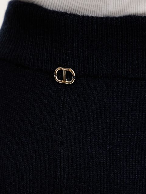 Twinset spodnie dresowe z wełną kolor granatowy gładkie 252TT3352