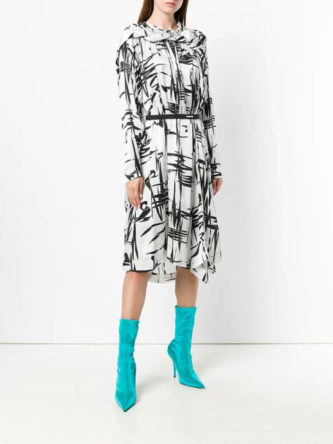 Balenciaga graphic print asymmetric dress - White