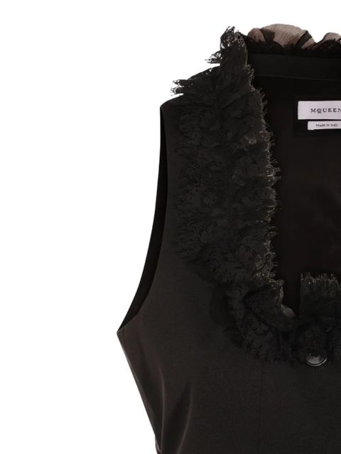 Alexander McQueen lace-trimmed double-breasted waistcoat - Black