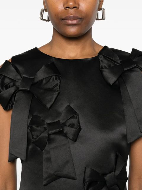 GANNI bow-detail midi dress - Black