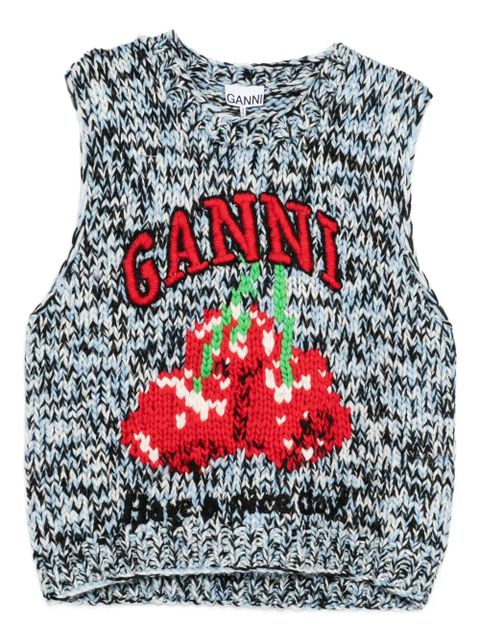 GANNI patterned knitted vest - Blue - zdjęcie produktu nr 1