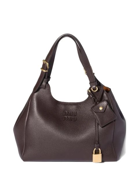 Miu Miu logo-detail leather shoulder bag - Brown - zdjęcie produktu nr 1