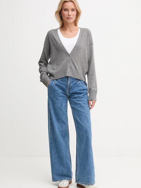 United Colors of Benetton kardigan z dodatkiem wełny damski kolor szary lekki 102HD6052