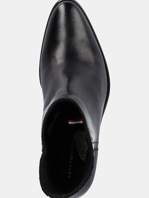 Tommy Hilfiger sztyblety skórzane WESTERN MID HEEL LEATHER CHELSEA damskie kolor czarny na słupku FW0FW08890