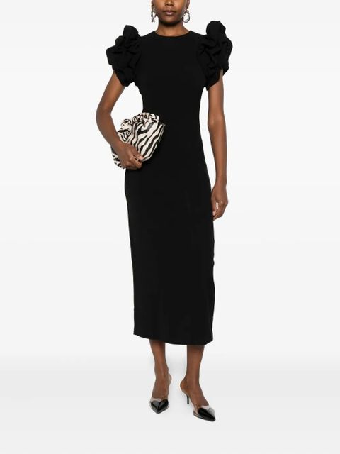 ROTATE BIRGER CHRISTENSEN puff-sleeve midi dress - Black