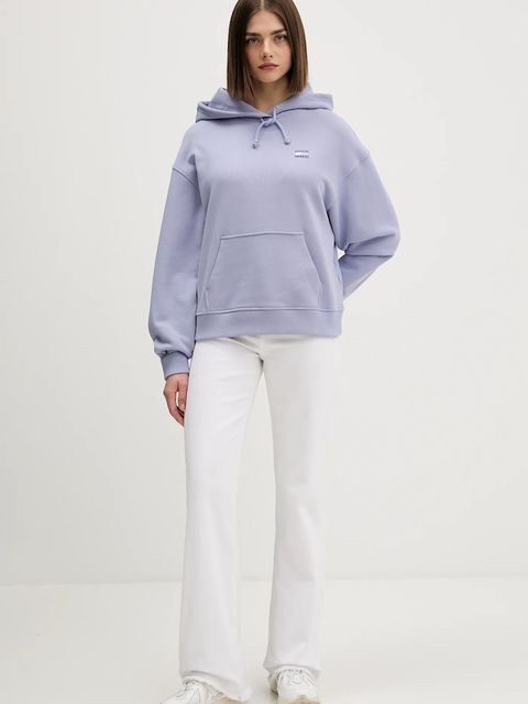 Tommy Jeans bluza bawełniana damska kolor fioletowy z kapturem z aplikacją DW0DW19414 - zdjęcie produktu nr 2