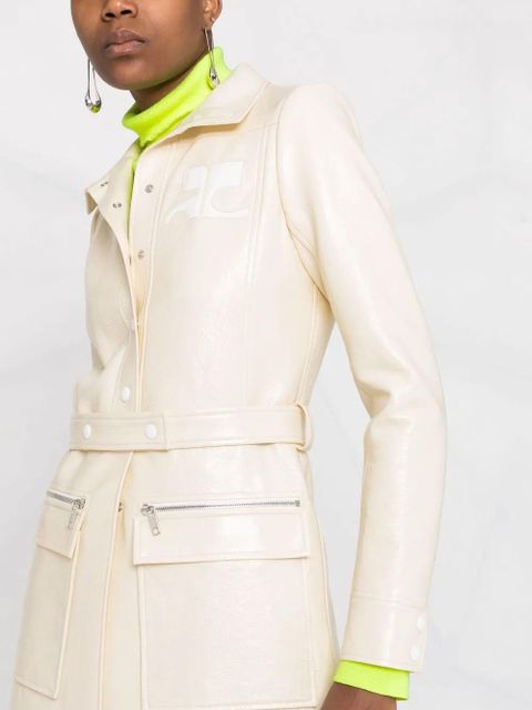 Courrèges logo-appliqué vinyl trench coat - Neutrals - zdjęcie produktu nr 2