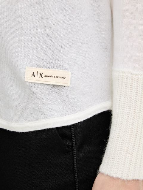 Armani Exchange kardigan wełniany damski kolor beżowy lekki XW000773 AF16602