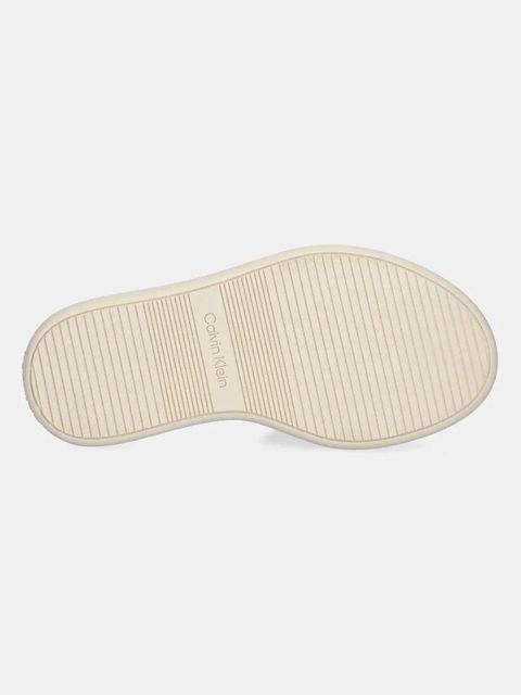 Calvin Klein klapki FLATFORM SLIDE - JACQ damskie kolor beżowy na platformie HW0HW02461