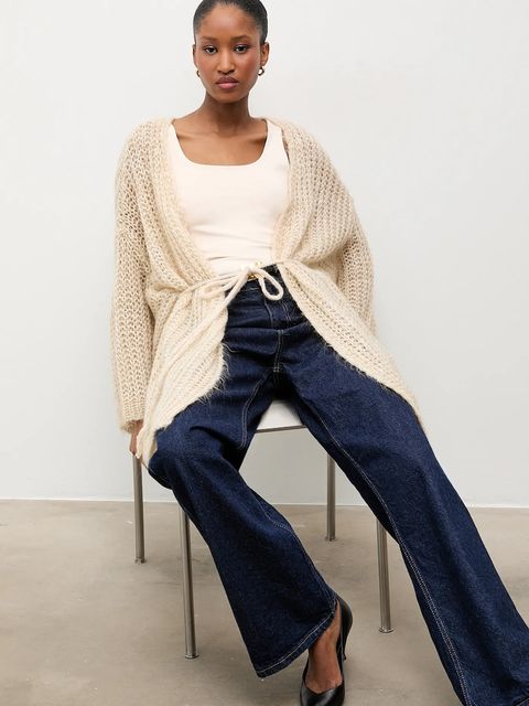 Answear.LAB kardigan z dodatkiem wełny damski kolor beżowy lekki - zdjęcie produktu nr 1