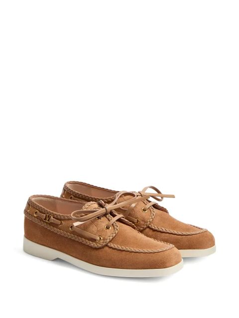 Valentino Garavani palm avenue braided-edge boat shoes - Brown