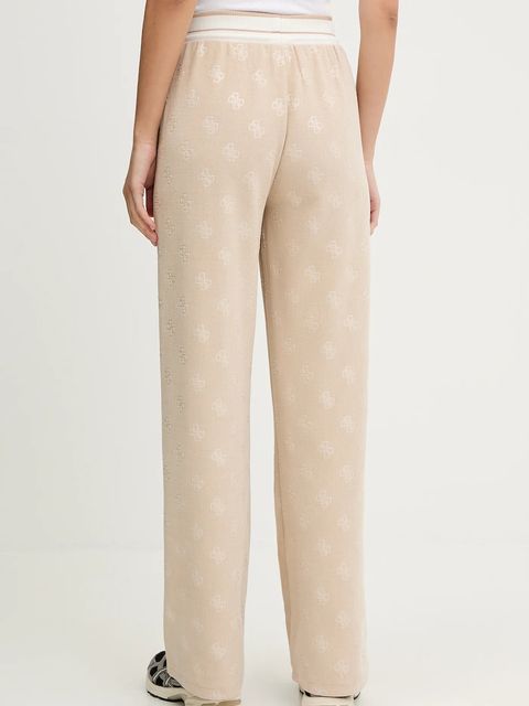 Guess spodnie dresowe PAULINA damskie kolor beżowy wzorzyste V5BB00 K1902