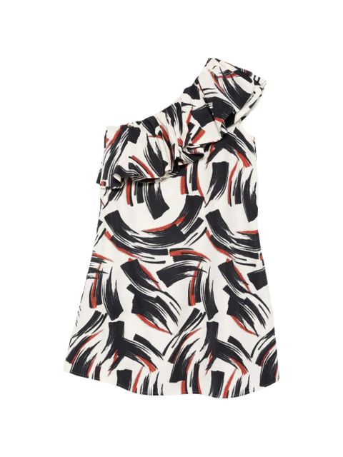 Essentiel Antwerp asymmetric-neck ruffled-detail mini dress - Neutrals - zdjęcie produktu nr 1