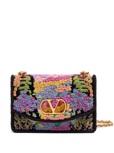 Valentino Garavani floral embroidered mini shoulder bag - Black - zdjęcie produktu nr 1