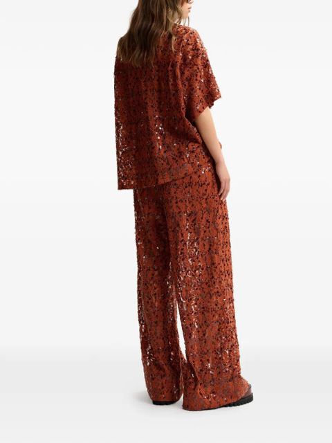Essentiel Antwerp sequin-embellished trousers - Brown