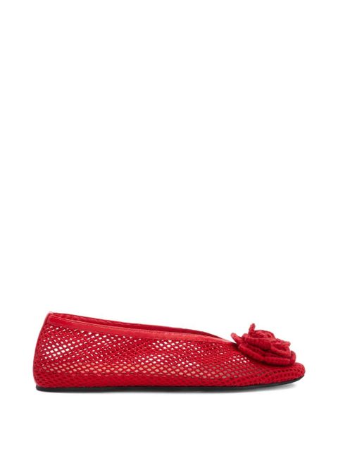 GANNI flower mesh ballet flats - Red - zdjęcie produktu nr 1