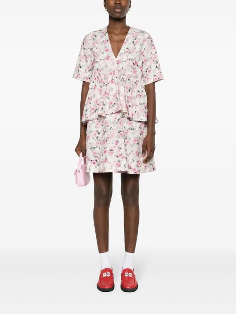 GANNI floral-print ruffled dress - White - zdjęcie produktu nr 2