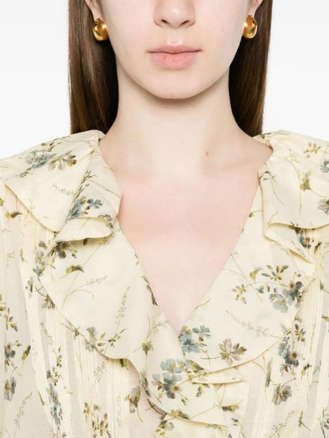 DÔEN Henri ruffled floral blouse - Yellow