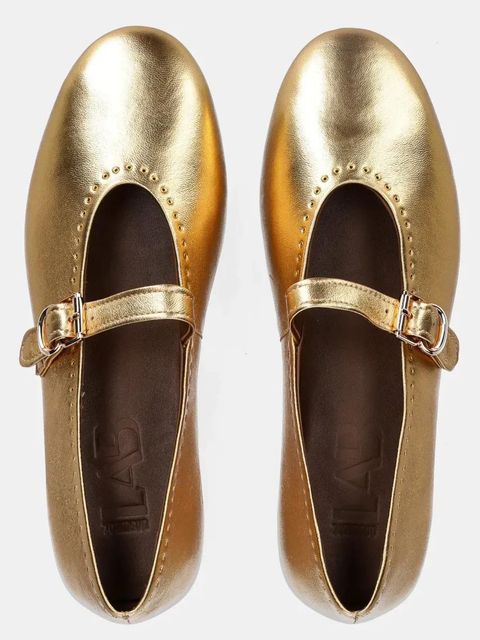 Answear.LAB baleriny skórzane kolor złoty - zdjęcie produktu nr 2