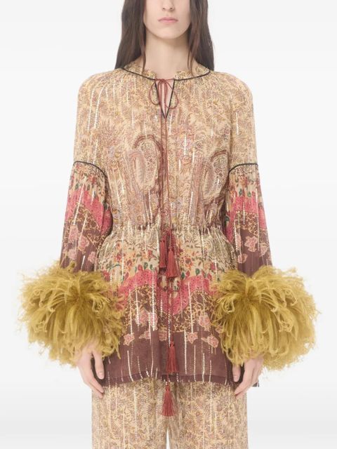 Valentino Garavani feather paisley-motif blouse - Neutrals - zdjęcie produktu nr 2